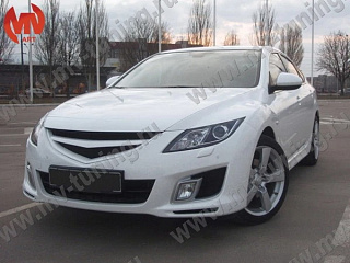 Решетка радиатора Sport (БЕЗ СЕТКИ) var №2 Mazda 6 (2008-2012) + УСТАНОВОЧНЫЙ КОМПЛЕКТ