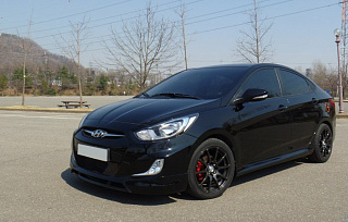 Юбка переднего бампера var№2 Hyundai Solaris (2010-2013)