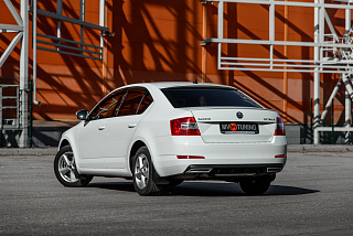 Snow Silver. Имитация насадок глушителя Skoda Octavia III A7 (2013 - 2023) крашенные