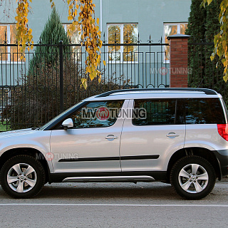 SNOW SILVER. Накладки на пороги Алюминиевый Вид (Взгляд) Skoda Yeti (2013-2018) окрашенный  комплект в серебро + УСТАНОВОЧНЫЙ КОМПЛЕКТ